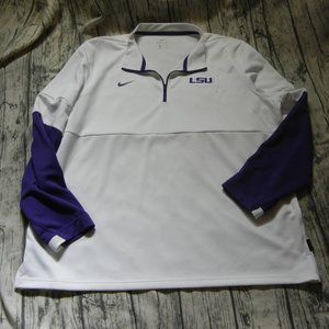 2XL LSU Tigers Nike Coaches Quarter-Zip Pullover Performance Jacket White